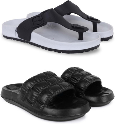 KAPYANSH Men Slippers(Grey, Black , 9)