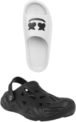 Veewalk Men Slides(White, Black , 9)