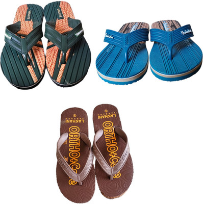 DEEPAKTRADERS Men Slippers(Green, Blue, Brown , 9)