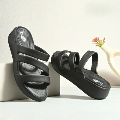 Footup Women NewlyLaunch|Classic Ultra Soft|Cushion|Comfortable|Premium|Stylish Slides(Black , 7)