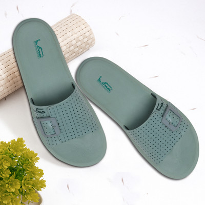 ENA Women ENA Womens Soft Comfort Slides with Adjustable Buckle | Anti-Slip Sole & Slippers(Green , 5)