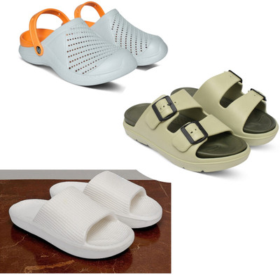 Acorn Men Slides(Orange, Beige, White , 6)