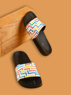 Foot Print Men Slides(White , 10)