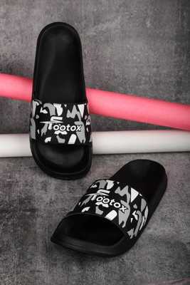 Footox Men Slippers | Slides | Flipflop | Clogs | Ortho | Acupressure Slides(Black , 6)