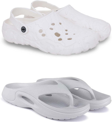 KAPYANSH Men Clogs(White, Grey , 6)