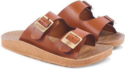 BERSACHE Men Slippers(Tan , 6)