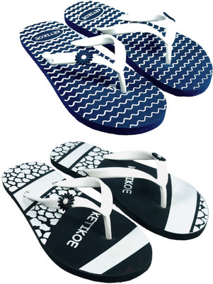 KATIKOE Womens Casual Comfort Stylish Trending Combo Slippers (Pack Of 2) Flip Flops Flip Flops (Multicolor 5) For Rs. 149 @ 73 %