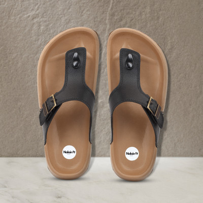 nalain walk Men Flip Flops(Black , 8)