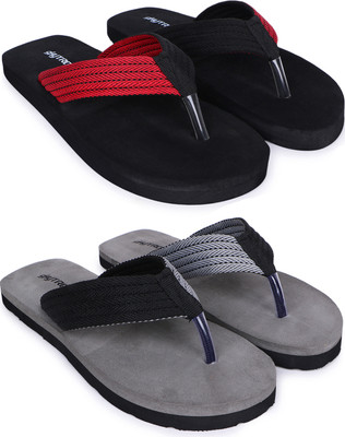 Skytrap Men Slippers(Red, Grey , 6)