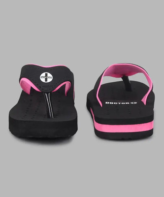 ASHUMAN Women Slippers(Black, Pink , 7)