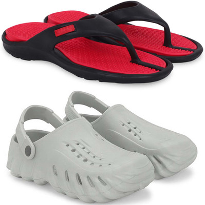 Pampy Angel Men Slippers(Red, Grey , 6)
