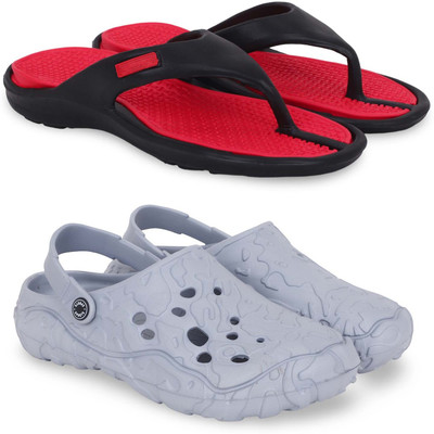Kapani Fashion Men Slippers(Red, Grey , 8)