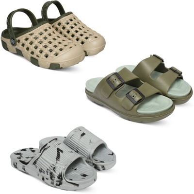 Acorn Men Slides(Beige, Olive, Grey , 10)