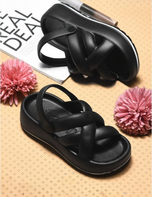 AAYPEE Women Flip Flops(Black , 5)