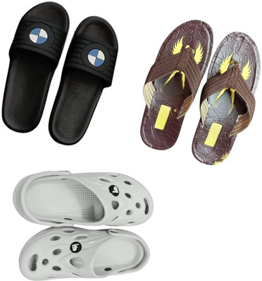 BLIBBERS Men Slippers(Black, Brown, Off White , 7)