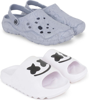 Pampy Angel Men Clogs(Grey, White , 6)