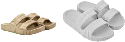 Radhira Men Slippers(Beige, White , 7)
