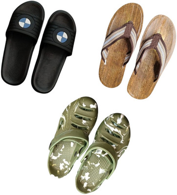 BLIBBERS Men Slippers(Black, Brown, Green , 9)