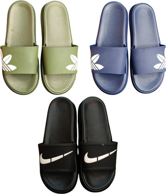 BLIBBERS Men Slides(Green, Blue, Black , 9)