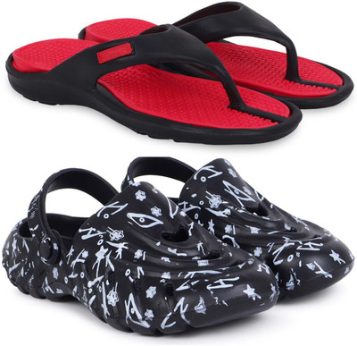 KAPYANSH Men Slippers(Red, Black , 7)
