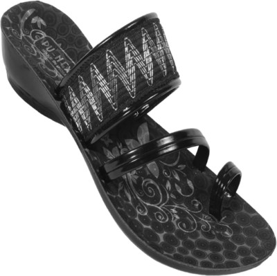 Pu-Nexa Women Slippers(Black , 4)