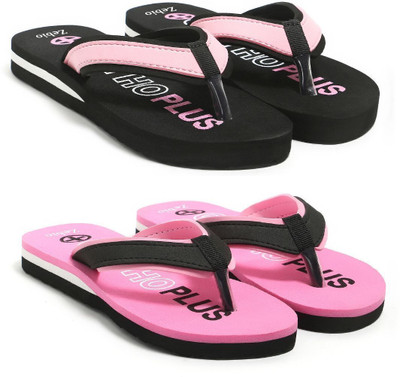 zebio Women Slippers(Black, Pink, Pink, Black , 7)