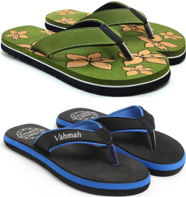 VAHMAH Women Slippers(Green, Blue , 7)