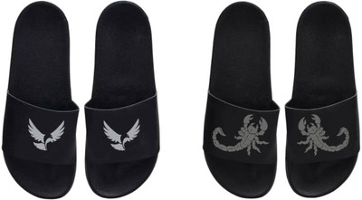 nvisan Men Slides(Black , 9)