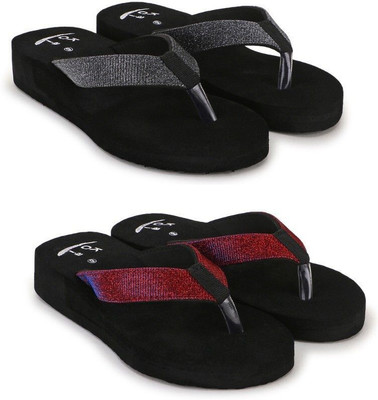 KAGI Women Slippers(Maroon, Grey , 8)