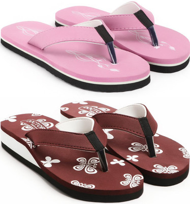 VAHMAH Women Slippers(Pink, Maroon , 7)