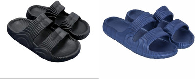 Radhira Men Slippers(Black, Blue , 7)