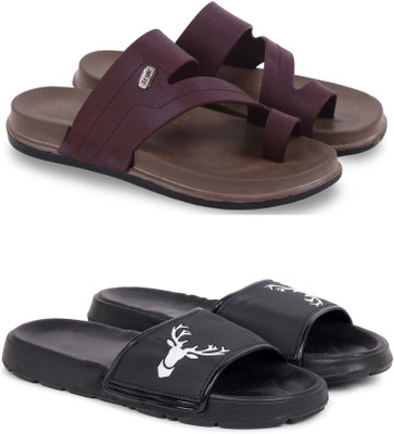 Pampy Angel Men Slippers(Maroon, Black , 6)