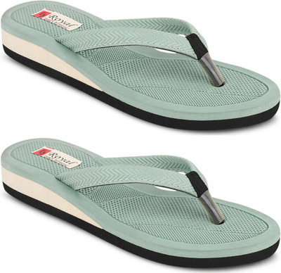 kishu Women Flip Flops(Green, Green , 7)