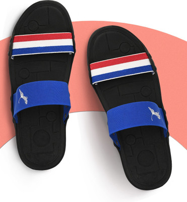 RootBook Men Slides(Black, Blue , 6)