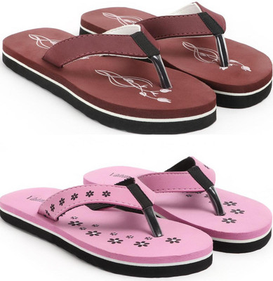 VAHMAH Women Slippers(Maroon, Pink , 7)