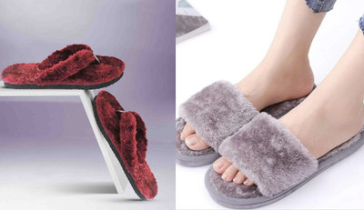 rexizone Women Slides(Maroon, Grey , 7)