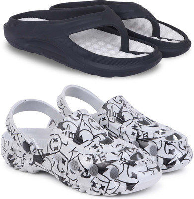 KAPYANSH Men Slippers(Black, Grey , 9)