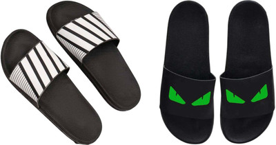 nvisan Men Slides(Grey, Green , 9)