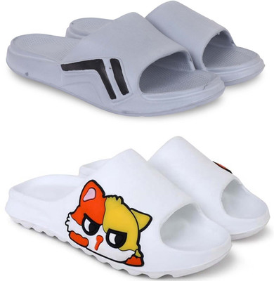 Pampy Angel Men Slippers(Grey, White , 6)