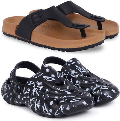 Pampy Angel Men Slippers(Beige, Black , 6)