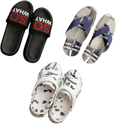 BLIBBERS Men Slippers(Black, Blue, White , 9)
