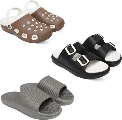 Acorn Men Slides(Brown, Black, Grey , 8)