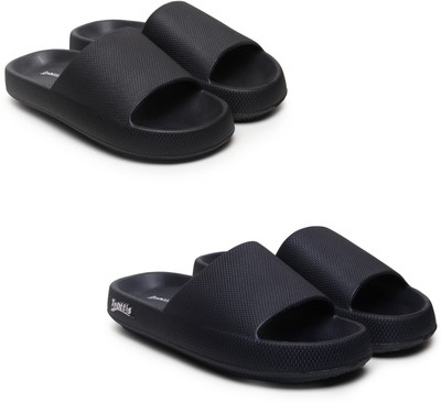 Trottis Men Slides(Black, Blue , 6)