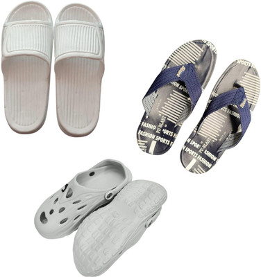 BLIBBERS Men Slippers(White, Blue, Off White , 8)