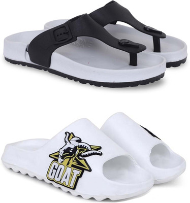 Pampy Angel Men Slippers(Grey, White , 7)