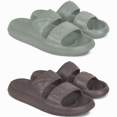 TieFit Men Stylish & Comfortable Breathable Slide Combo For Men Slides(Brown, Grey , 7)