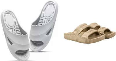 Radhira Men Slippers(Beige, Grey , 8)