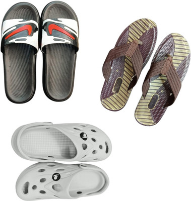 BLIBBERS Men Slippers(Black, Brown, Off White , 9)