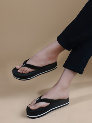 TWO SOFT Women Slippers(Black , 5)