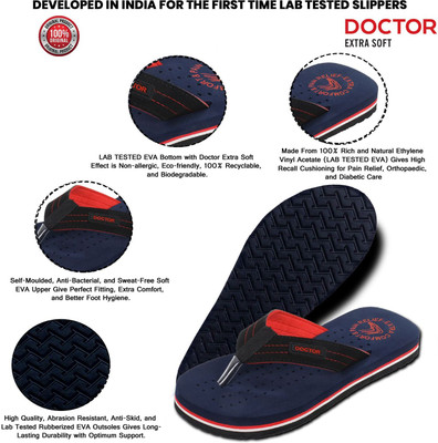 DOCTOR EXTRA SOFT Men Flip Flops(Black , 13)